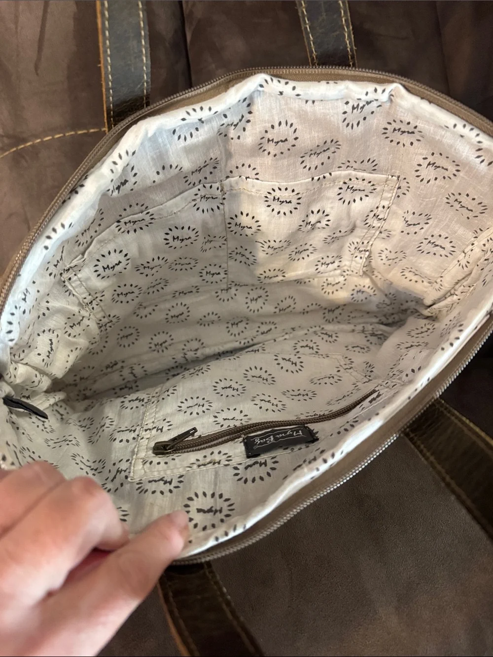 Myra Bag Blue & Cream Woven Leather-Trim Laptop Bag